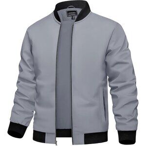 Men's Lightweight Stylish Casual Winter #09 Light Grey Bomber Jacket Coats